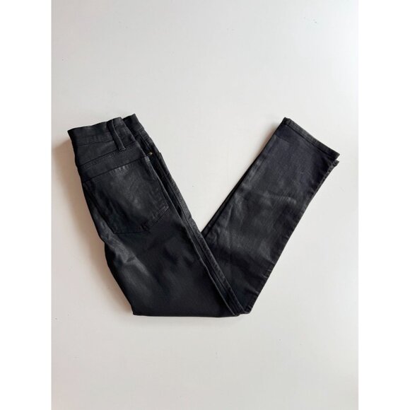 FRAME Le Sylvie Slender Straight Noir Coated Black Mid Rise Ankle Jeans, Size 26 - Picture 5 of 14